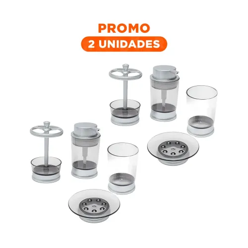 GENERICO Pack2 Coleccion Aseo 4 Piezas Color Plateado