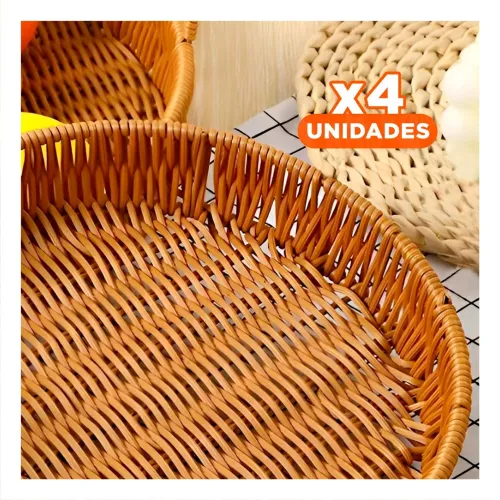 GENERICO Pack4 Centro Decorativo Tejido Circular 35cm Marron