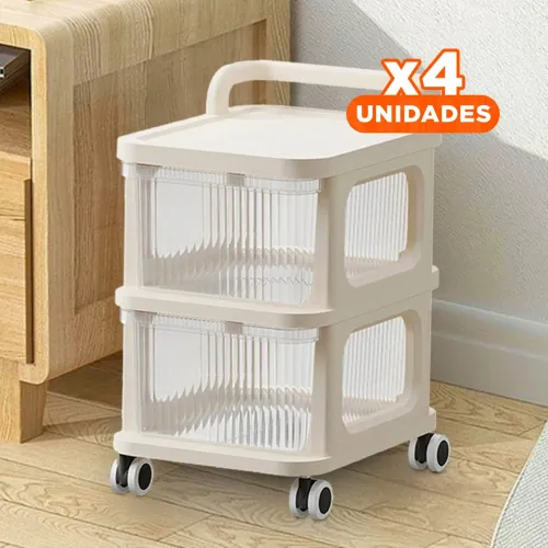 GENERICO Pack4 Organizador Moderno Cerrado Con Cajones De 2
