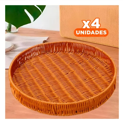 GENERICO Pack4 Centro Decorativo Tejido Circular 26cm Marron