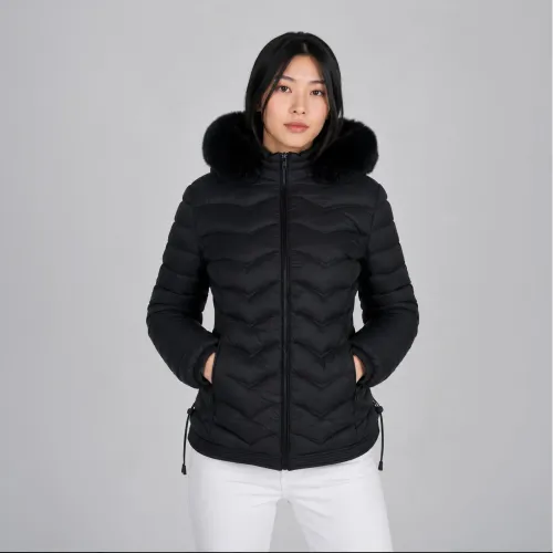 WALKING Casaca Puffer Entallada Belinda A2707 Con Capucha Peluche Para Mujer