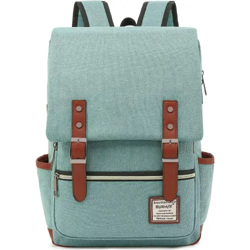 MAKEWAY Wenjie - Mochila Para Laptop Vintage Verde Claro