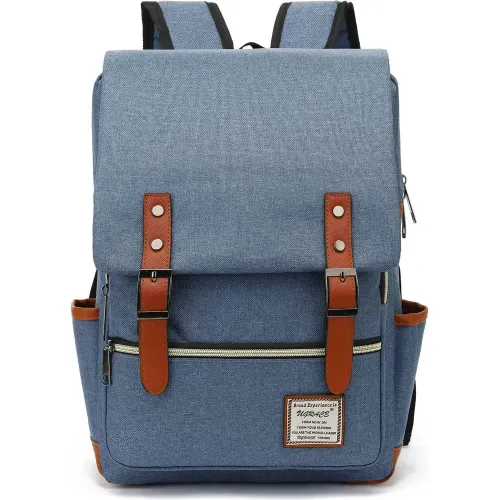 MAKEWAY Wenjie - Mochila Para Laptop Vintage Azul