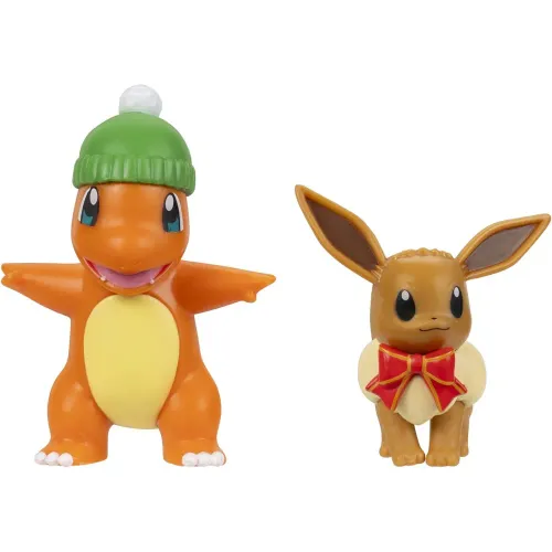 POKEMON Pack X2 Figuras Tematica Navidad - Charmander Y Eevee