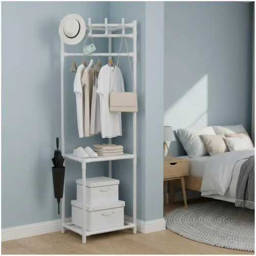 GENERICO Estante Organizador Colgador De Ropa Esquinero 2 Repisas 176x43x43cm