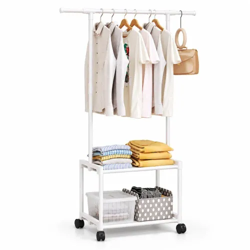 GENERICO Colgador Organizador De Ropa Con Perchero Zapatera Y Ruedas 164x94x34cm
