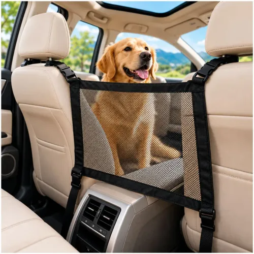 GENERICO Barrera De Seguridad Para Mascotas En Auto Con Malla Ajustable Y Correas