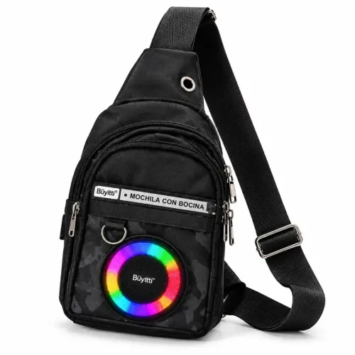 GENERICO Bolso Pechera Morral Con Parlante Bluetooth Rgb 5w Radio Fm Usb Y Microsd