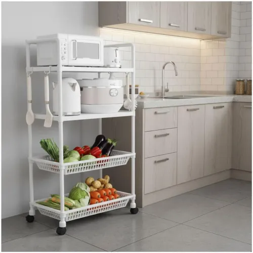 GENERICO Carrito Organizador De Cocina Multiusos 4 Niveles Con Ruedas 123x49x35cm