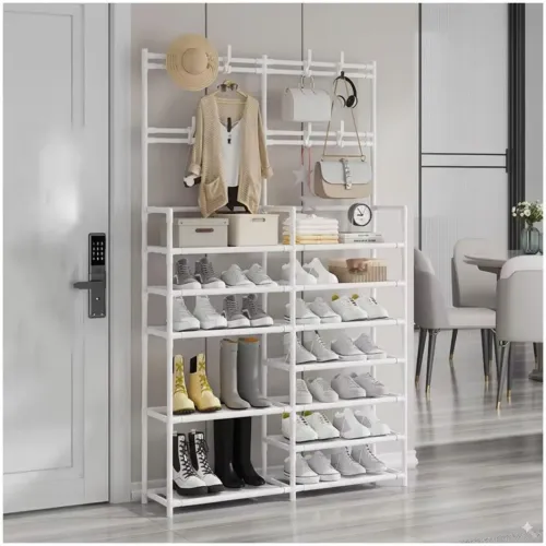 GENERICO Estante Organizador Zapatera Perchero Multiusos 2 Cuerpos 7 Niveles 179x96x28cm