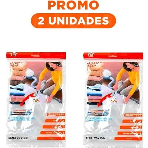GENERICO Pack2 Bolsa Al Vacio Anaranjada 70x100cm Para Ropa