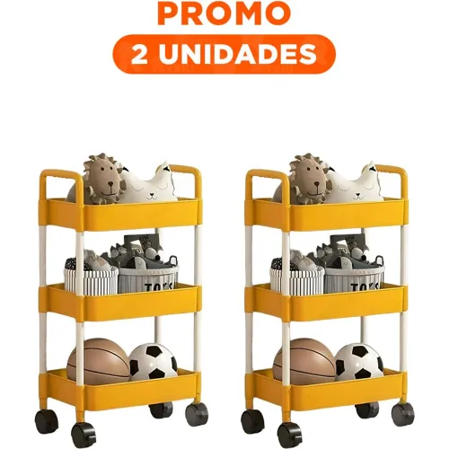 GENERICO Pack2 Organizador De Cocina 3 Niveles Con Ruedas