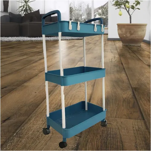 GENERICO Estante De Cocina 3 Niveles Con Ruedas Azul