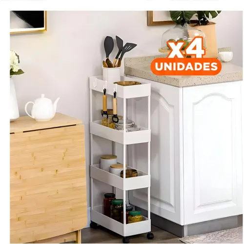 GENERICO Pack4 Estructura De Cocina 4 Niveles Con Ruedas