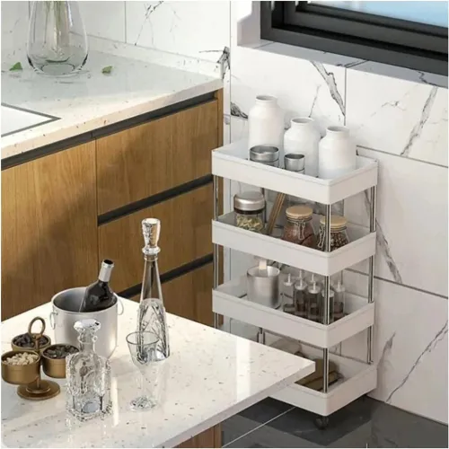 GENERICO Repisa De Cocina 4 Niveles Con Ruedas Blanco