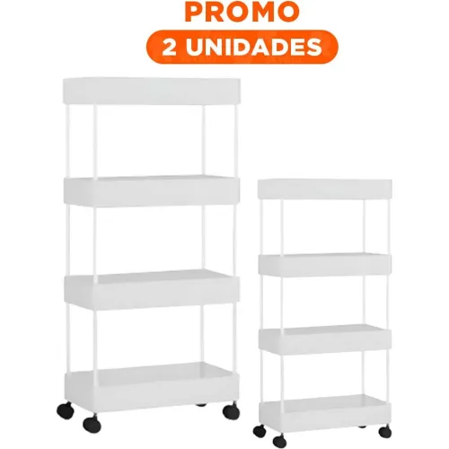 GENERICO Pack2 Estanteria De Cocina 4 Niveles Con Ruedas