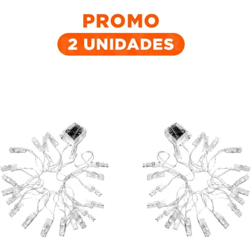 GENERICO Pack2 Luz Led Con 20 Clips Para Fotos 3 Metros