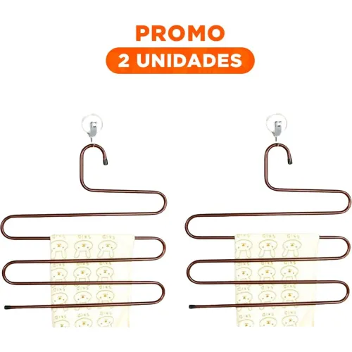 GENERICO Pack2 Perchero Tipo S Marron Con Ganchos