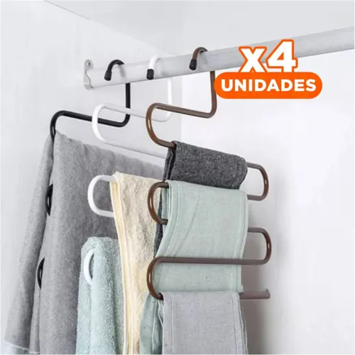GENERICO Pack4 Rack Tipo S Marron Para Ropa Y Chaquetas Con