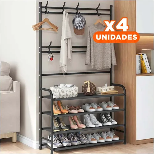 GENERICO Pack4 Organizador Zapatera Curva Negro