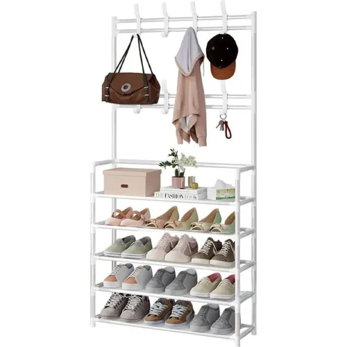 GENERICO Organizador Zapatero Con Percheros Recto Blanco