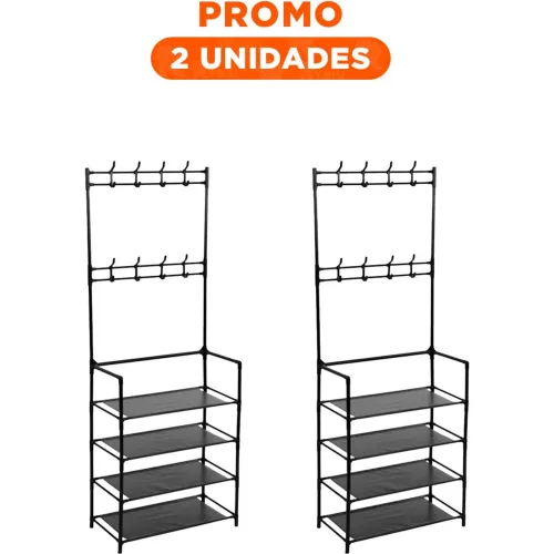 GENERICO Pack2 Modulo Organizador Con Percheros Recto Negro