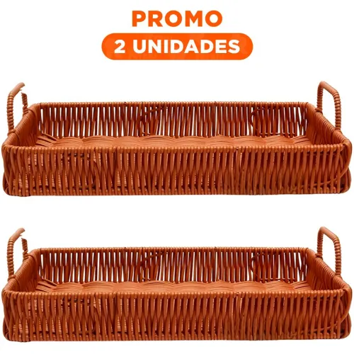 GENERICO Pack2 Organizador Rectangular Con Asas Tejido