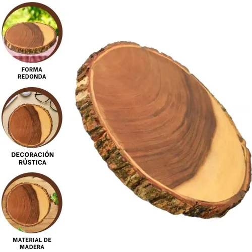 GENERICO Charola Circular De Madera Para Decoracion De Hogar