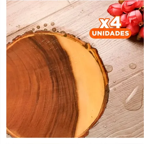 GENERICO Pack4 Complemento Circular De Madera Natural