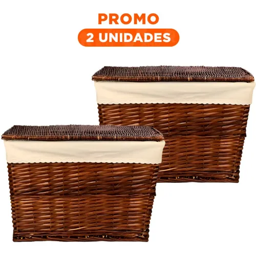 GENERICO Pack2 Canasta Decorativa De Mimbre Rectangular
