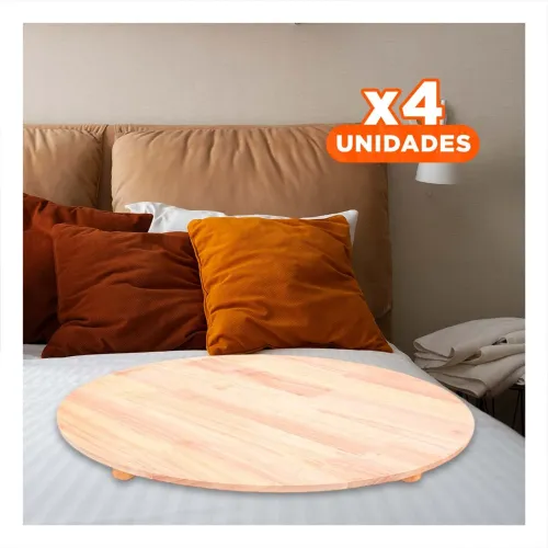 GENERICO Pack4 Soporte Circular De Madera Con Patitas