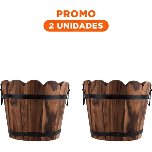 GENERICO Pack2 Contenedor Decorativo De Madera Barril