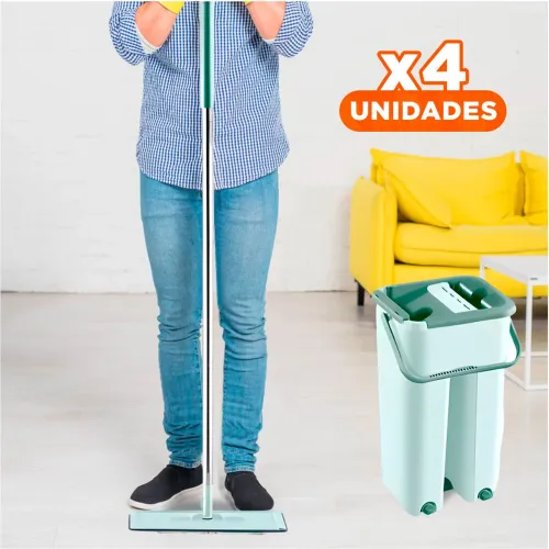 GENERICO Pack4 Limpiador Giratorio Con Balde Funcional