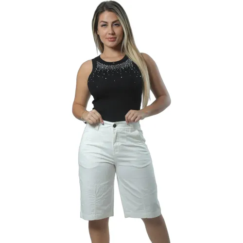 FORDAN JEANS Bermuda Mujer 4003 C/Elastico Espaldar Y Bols.Parche
