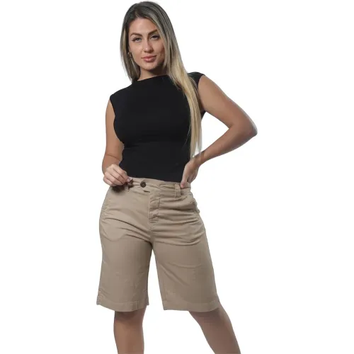 FORDAN JEANS Bermuda Mujer 4008 C/Pretina Cruzada Y Tapas Decorativas