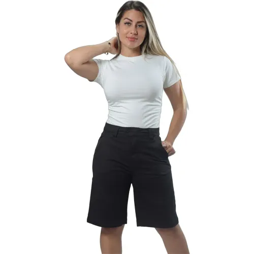 FORDAN JEANS Bermuda Mujer 4008 C/Pretina Cruzada Y Tapas Decorativas