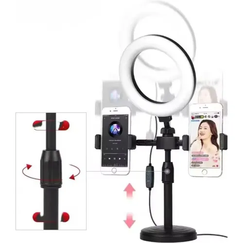 GENERICO Lámpara Aro Luz Led Con Doble Soporte Para Celular Parante Ajustable
