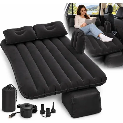 GENERICO Colchón Inflable 135x80cm Para Auto Y Camping Con Almohadas Y Bomba Eléctrica 12v Negro