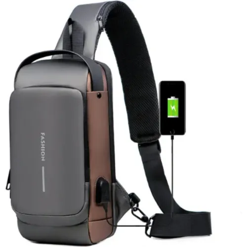 GENERICO Mochila Cruzada Con Clave Antirrobo Impermeable Carga Usb Dorado