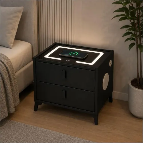 GENERICO Mesa De Noche Inteligente Velador Smart Parlante Bluetooth Cargador Inalámbrico