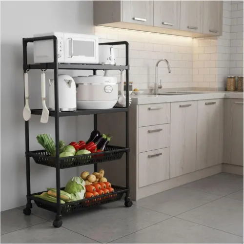GENERICO Carrito Organizador De Cocina Multiusos 4 Niveles Con Ruedas 123x49x35cm