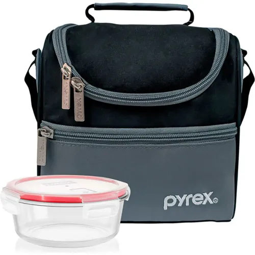 PYREX Lonchera Pyrex Negro Y Gris Termica Con Taper 400ml  300345