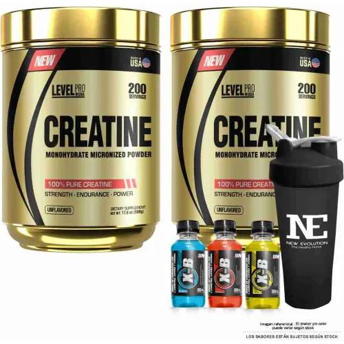 LEVEL PRO Combo Level Pro - 2 Creatine 500 Gr. + Shaker