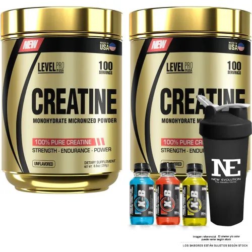LEVEL PRO Combo Level Pro - 2 Creatine 250 Gr. + Shaker