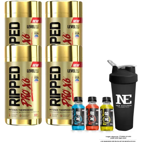 LEVEL PRO Combo Level Pro - 4 Ripped Pro X6 60 Caps. + Shaker