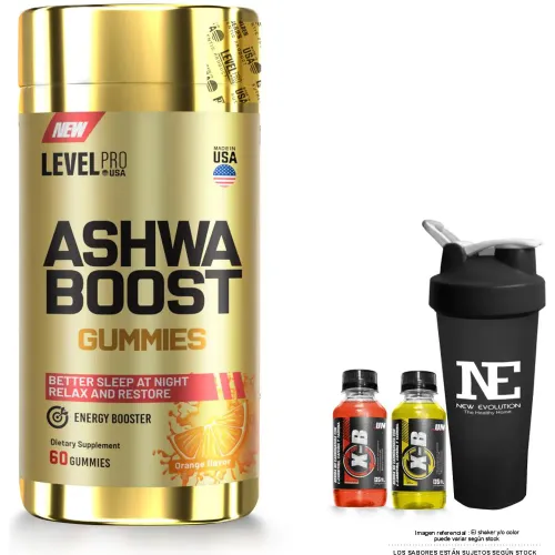 LEVEL PRO Level Pro Ashwa Boost 60 Gummies + Shaker