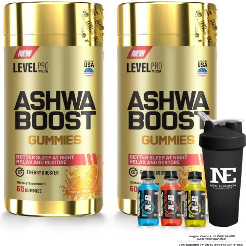LEVEL PRO Combo Level Pro - 2 Ashwa Boost 60 Gummies + Shaker