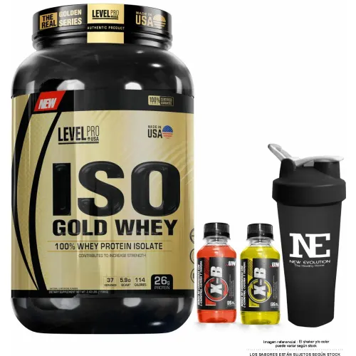 LEVEL PRO Pro Iso Gold Whey 2.43 Libras Vanilla Creme + Shaker