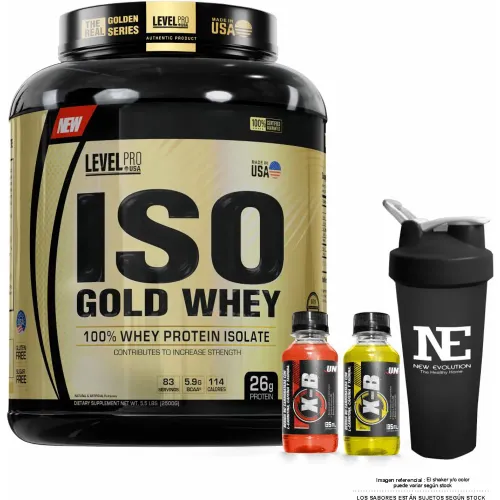 LEVEL PRO Pro Iso Gold Whey 5.5 Libras Chocolate + Shaker