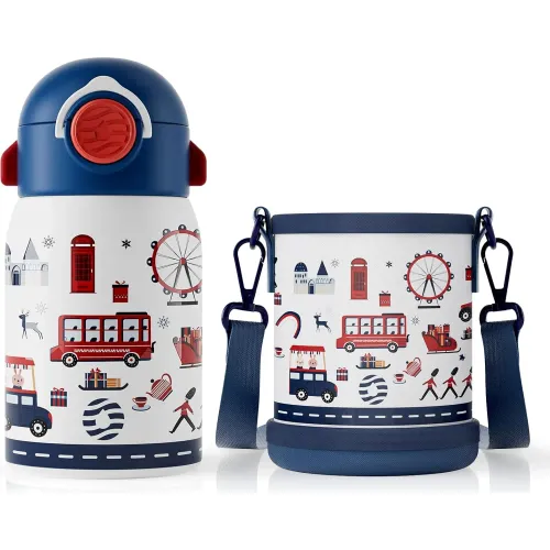 FJBOTTLE Botella Infantil De Acero Inoxidable 400 Ml